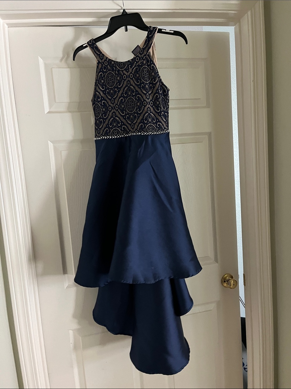 Xtraordinary Navy Embellished High-Low Formal Dress